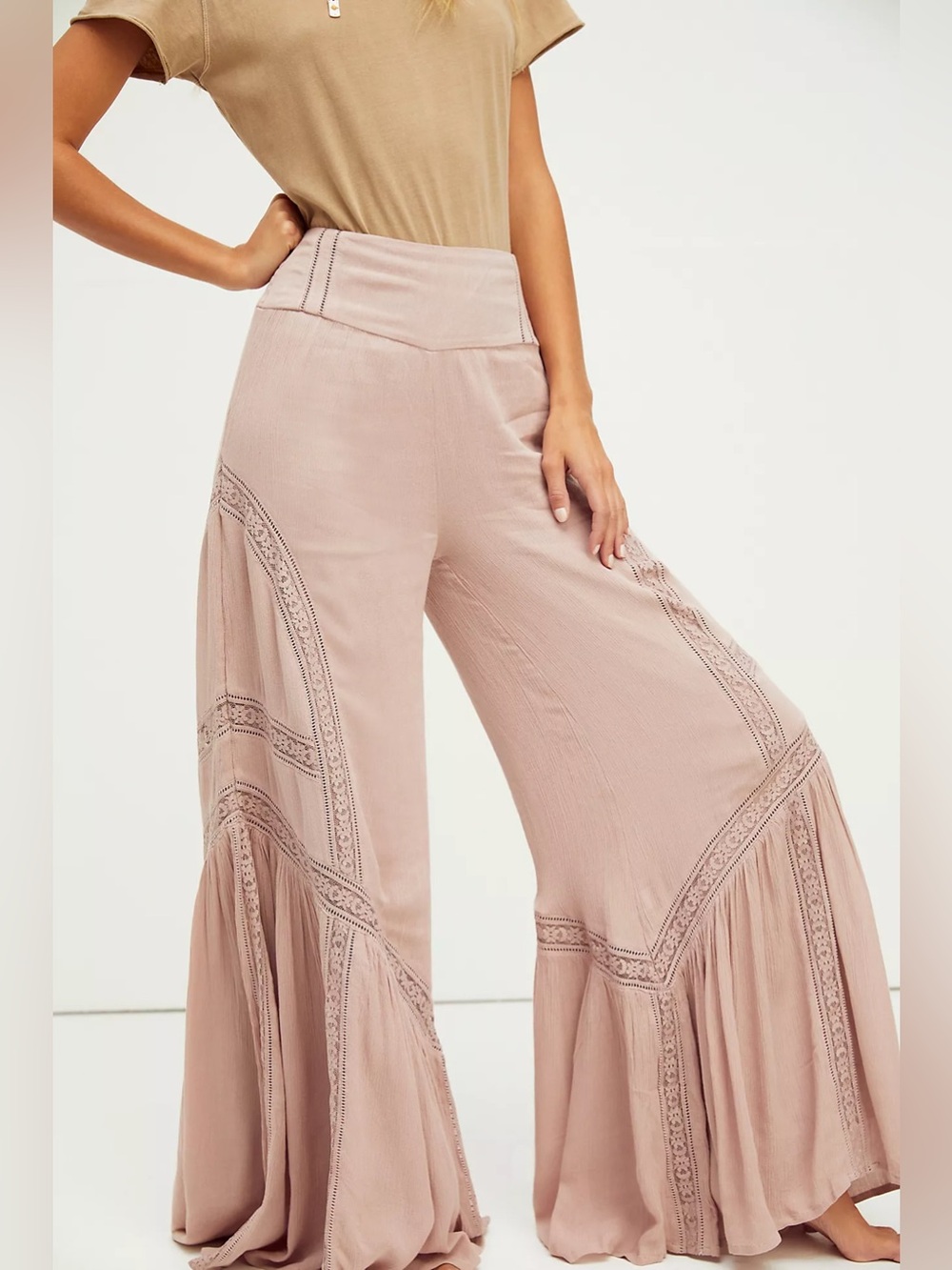 Free People Lovin's Easy Lace Mix Pants